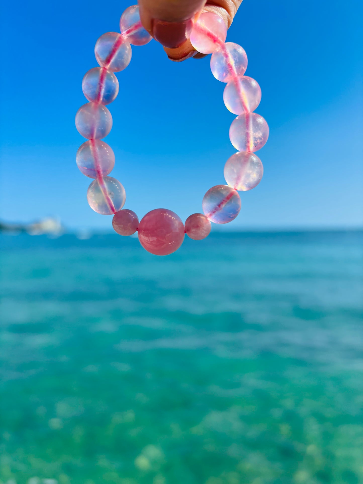 *Pink moonstone with Rose quarts 12mm