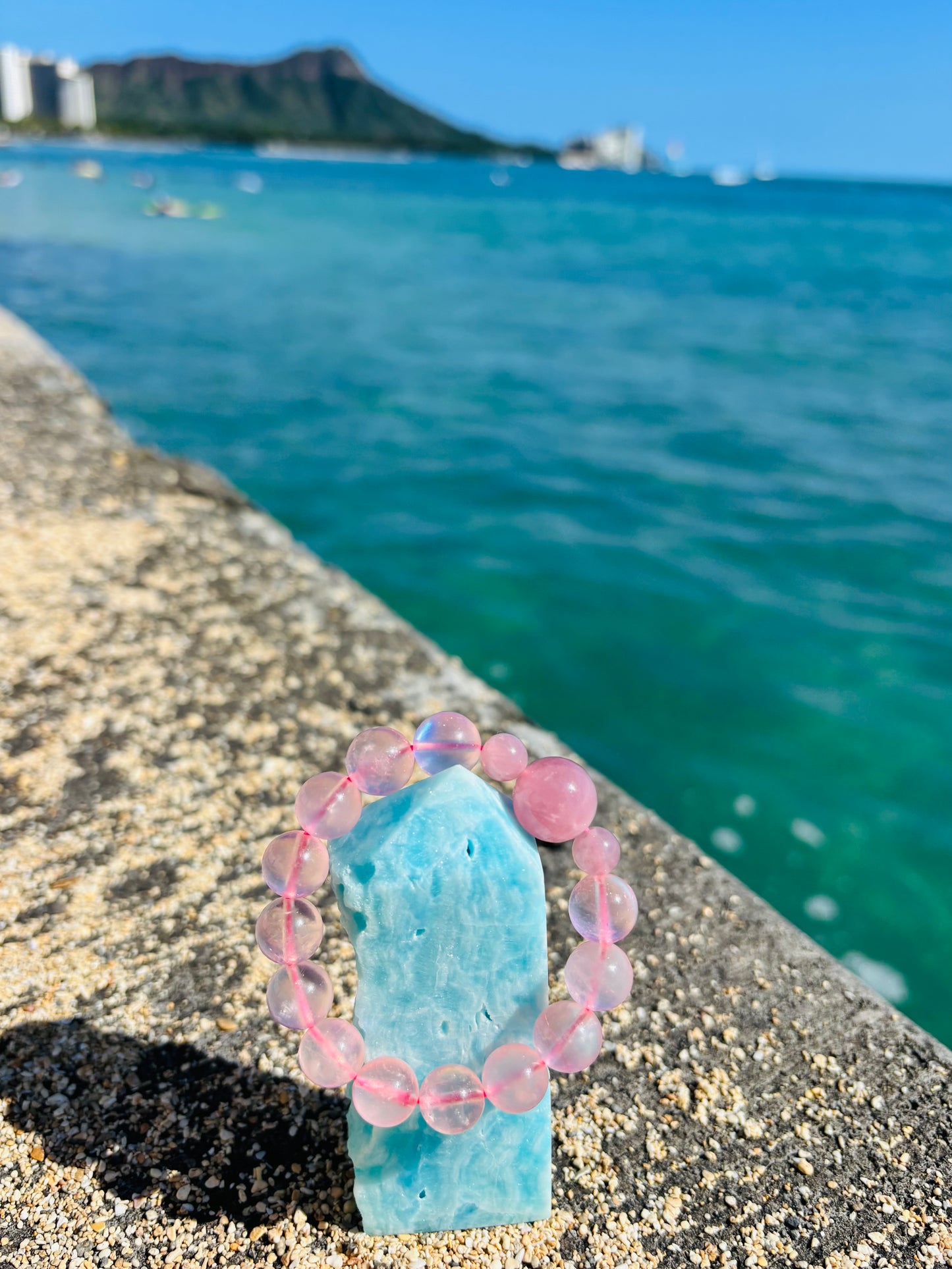 *Pink moonstone with Rose quarts 12mm