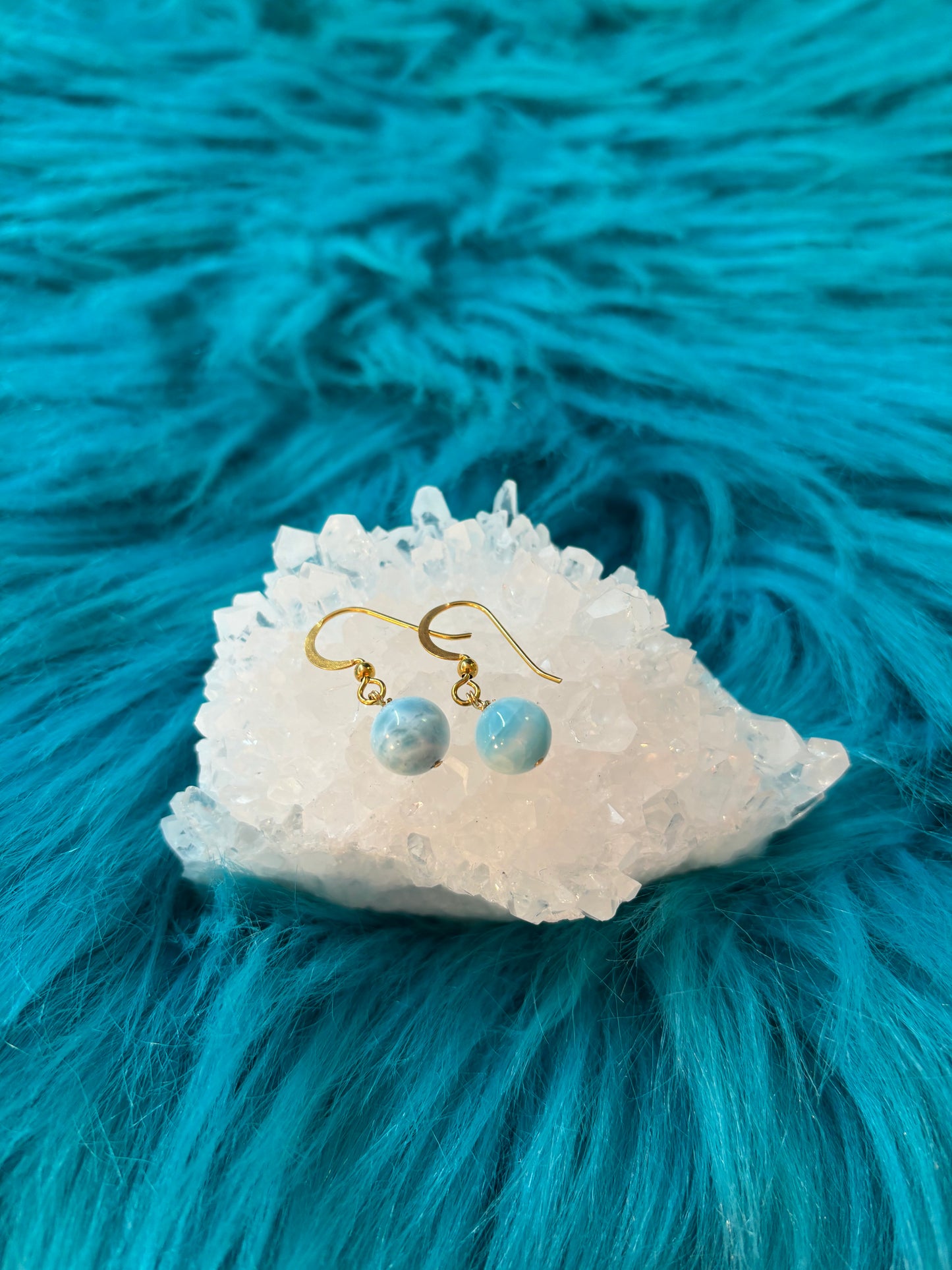 ラリマーwithハーキマーダイヤモンドピアス