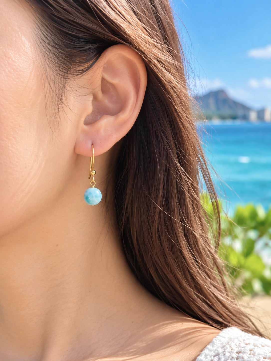 Larimar Earrings Hook 8mm