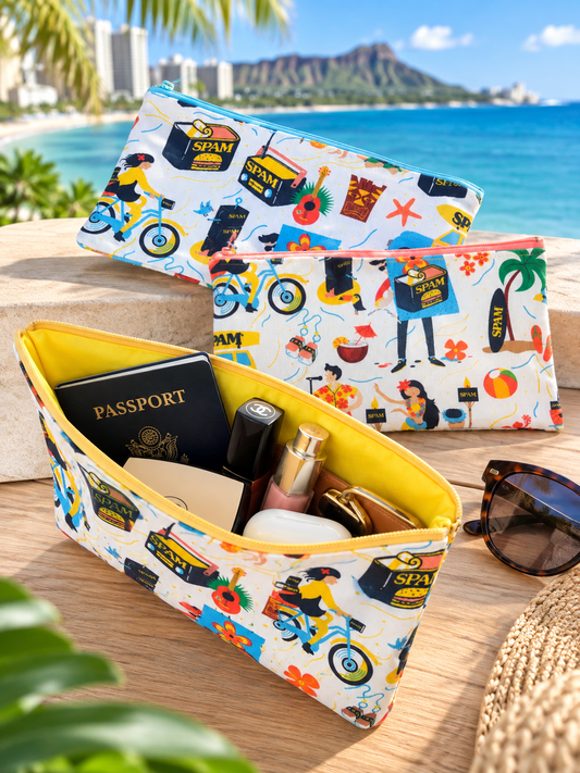 Handmade Hawaiian Print Zipper Pouch-Tropical Aloha Print