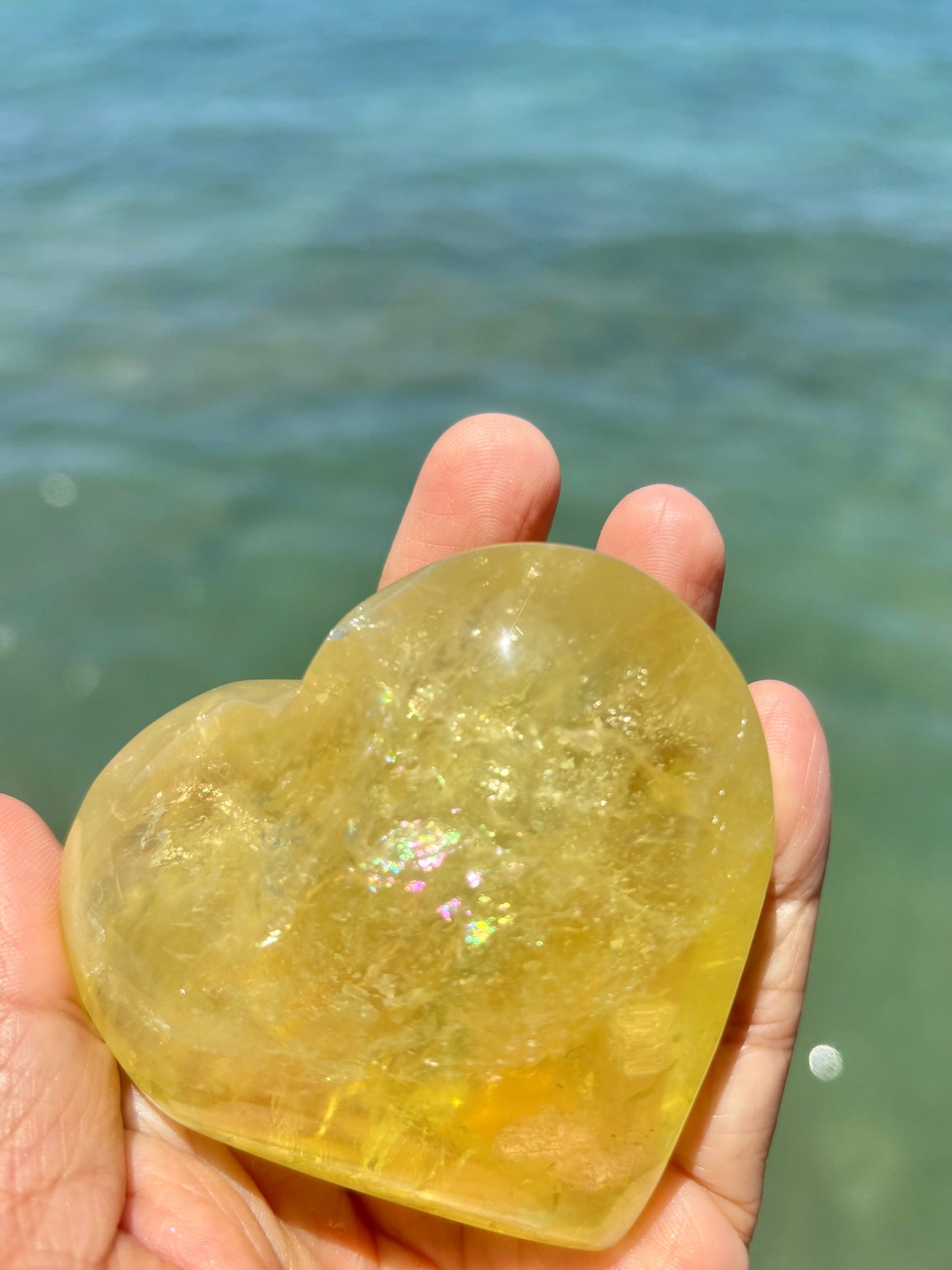 #Citrine  Heart with Rainbow