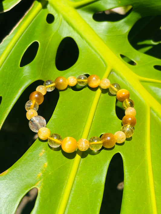 Yellow Rutile Quartz &Tiger Eye