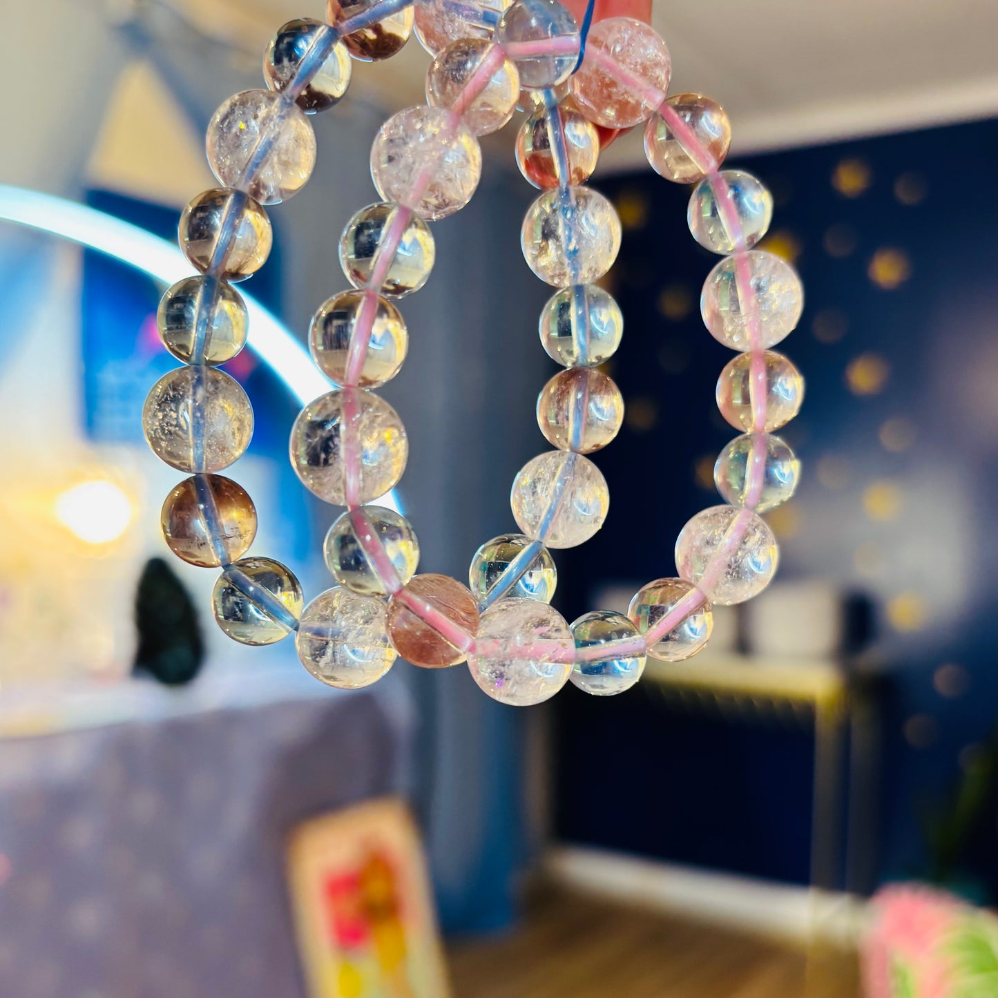 #Pink rutile & Ocean aqua...