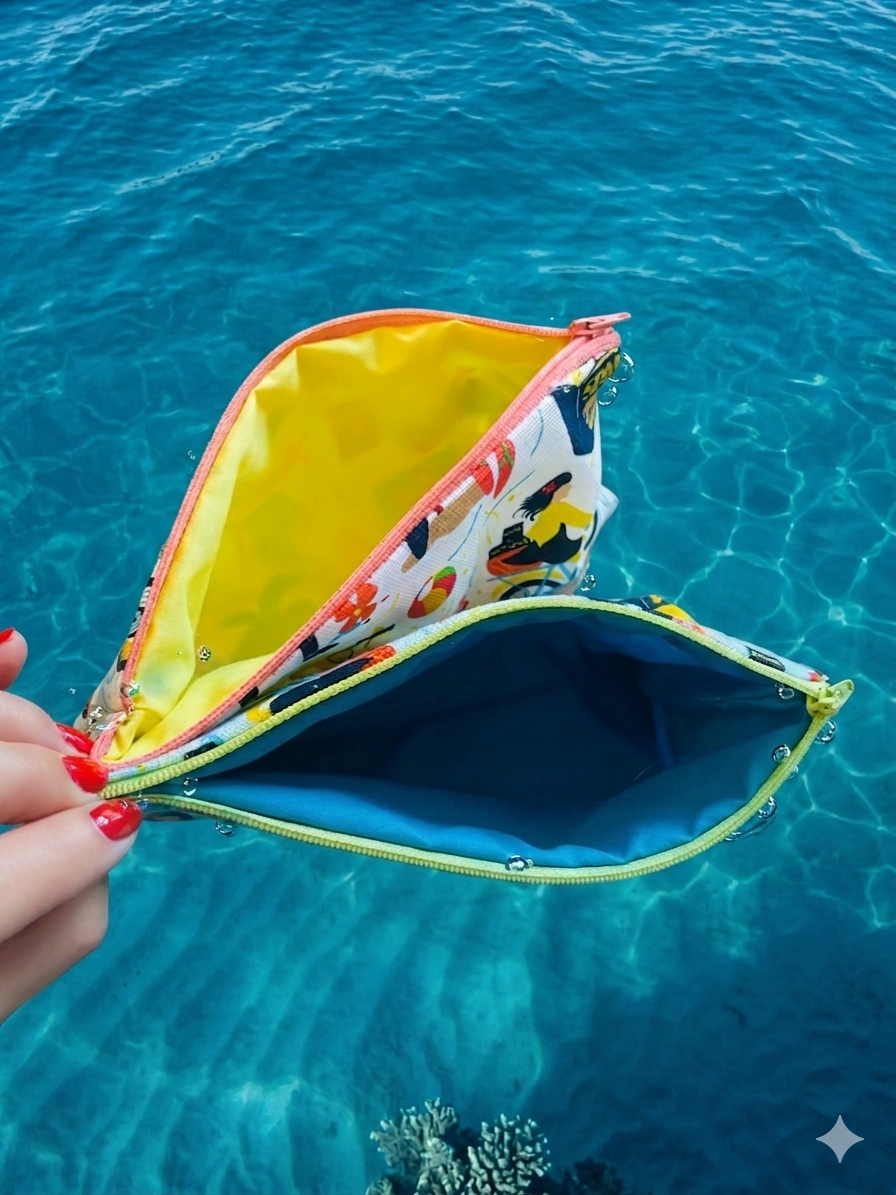 Handmade Hawaiian Print Zipper Pouch-Tropical Aloha Print