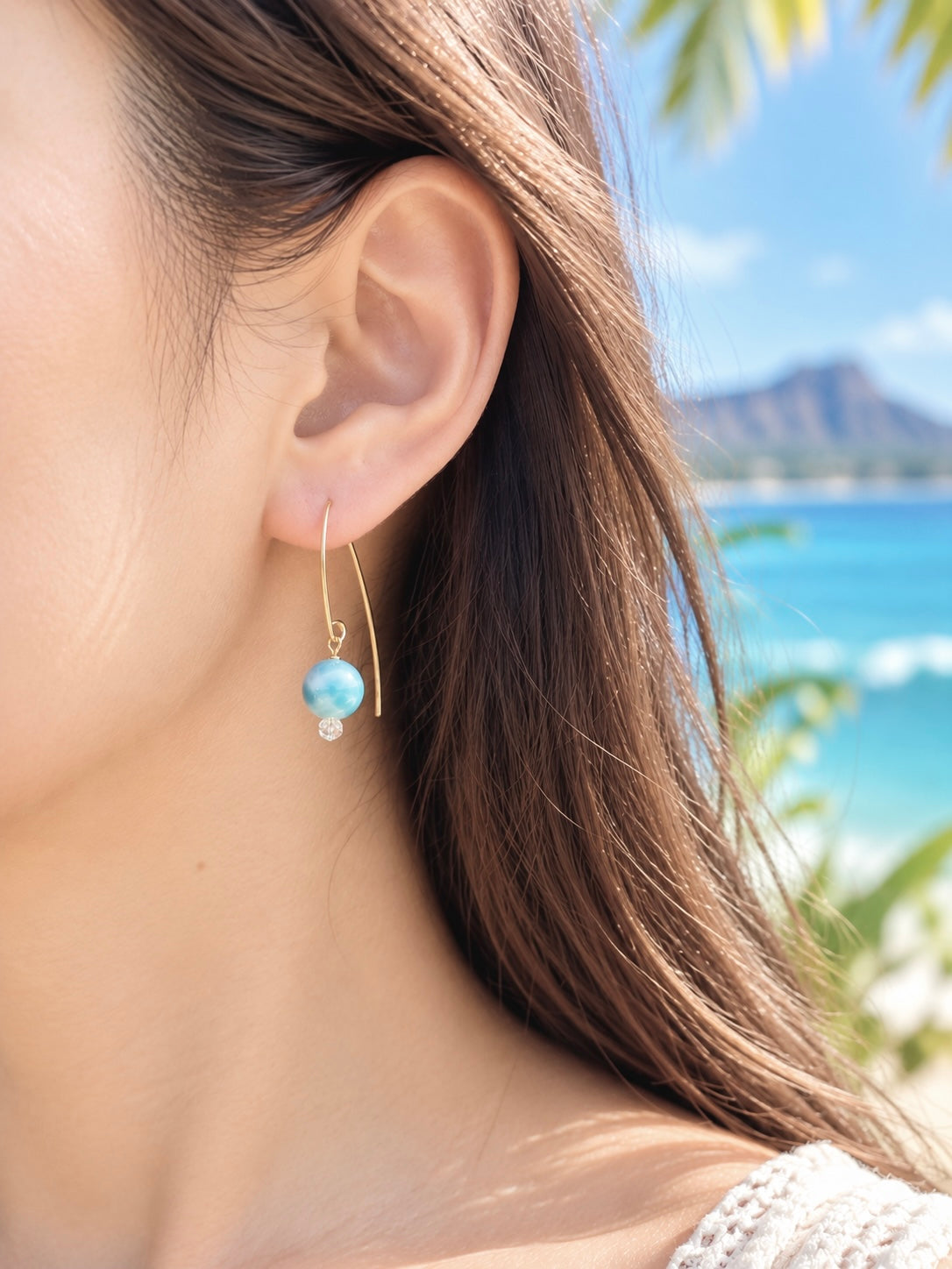 Larimar Earrings 8mm