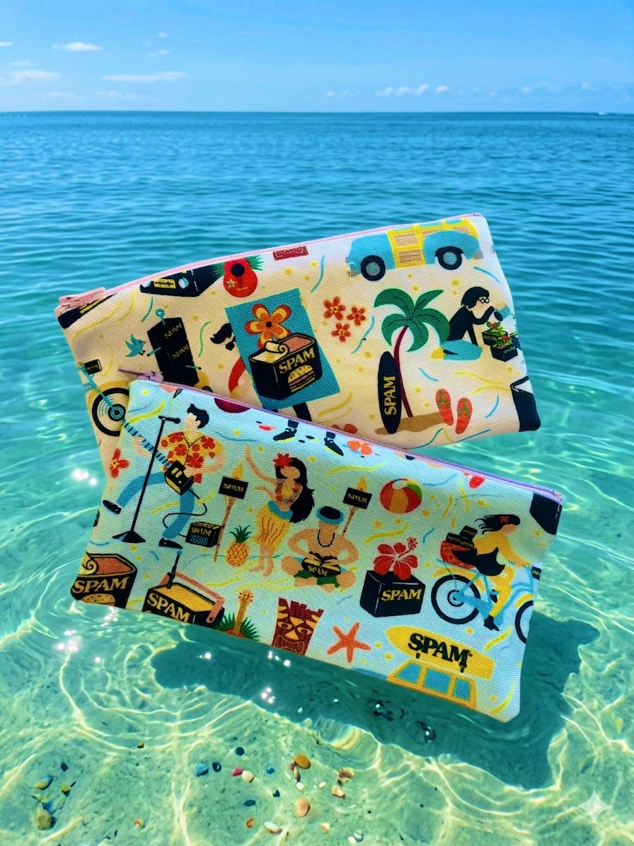 Handmade Hawaiian Print Zipper Pouch-Tropical Aloha Print