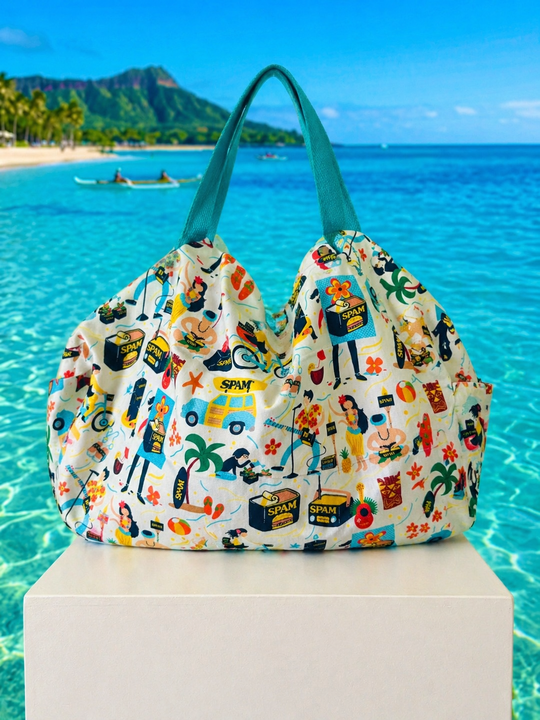 Handmade foldable Tote Bag with Hawaiian Life with Aloha