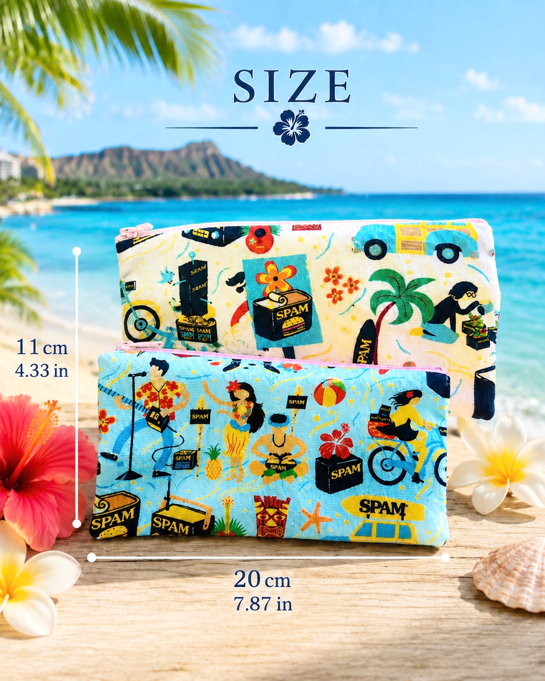 Handmade Hawaiian Print Zipper Pouch-Tropical Aloha Print
