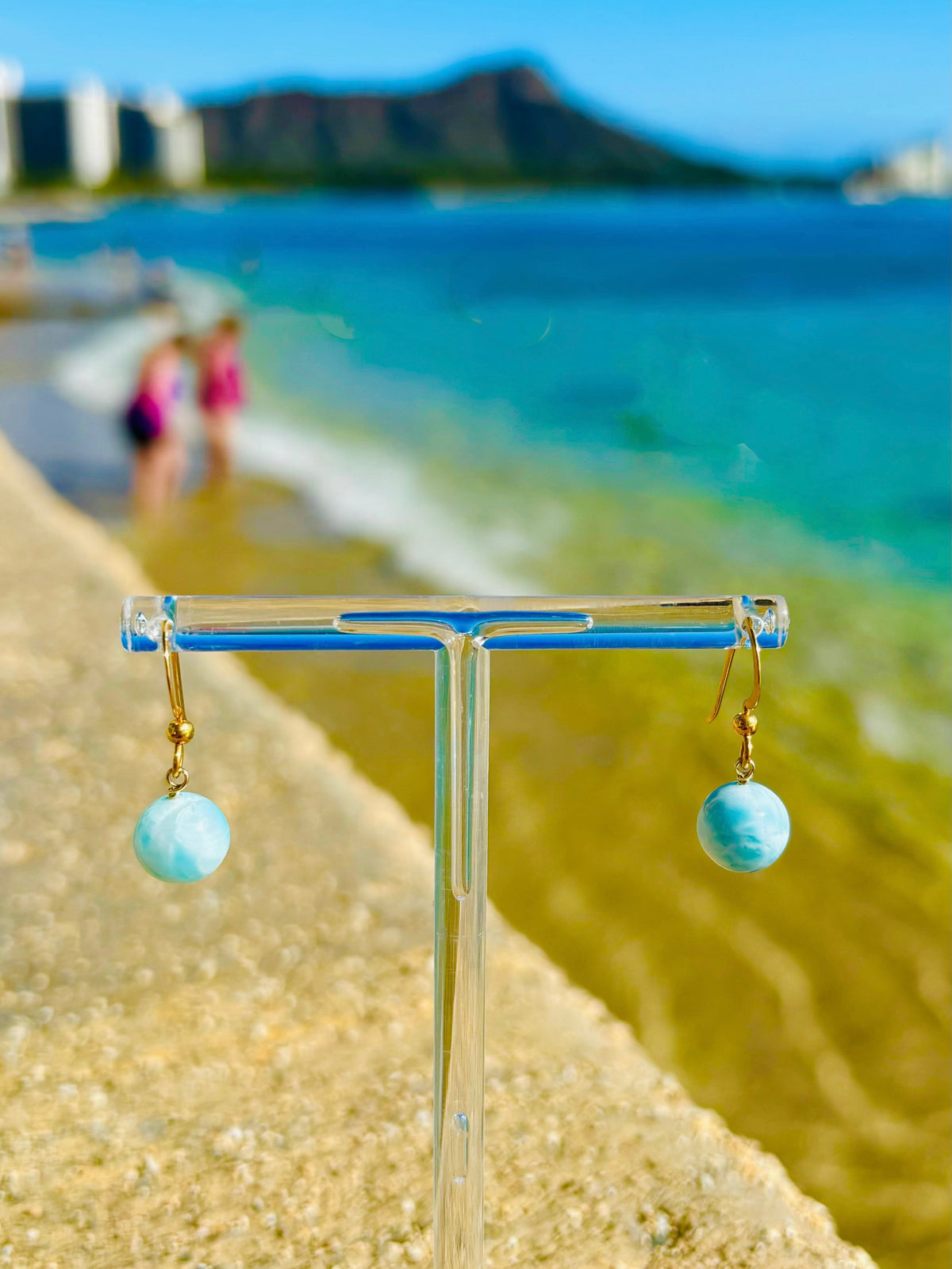 Larimar Earrings Hook 8mm