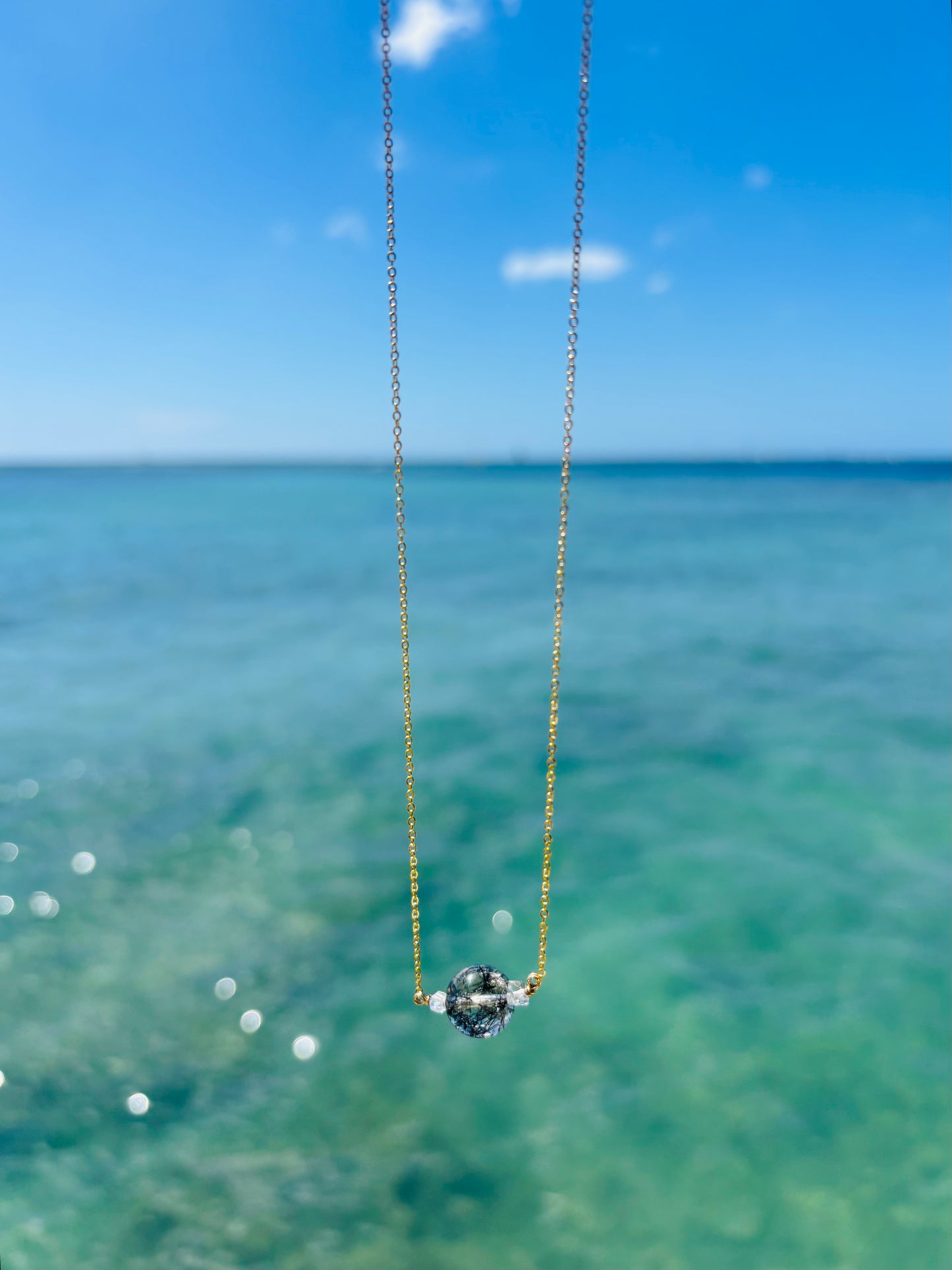 Black Rutile Necklace 11mm