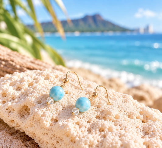 Larimar Earrings Hook 8mm