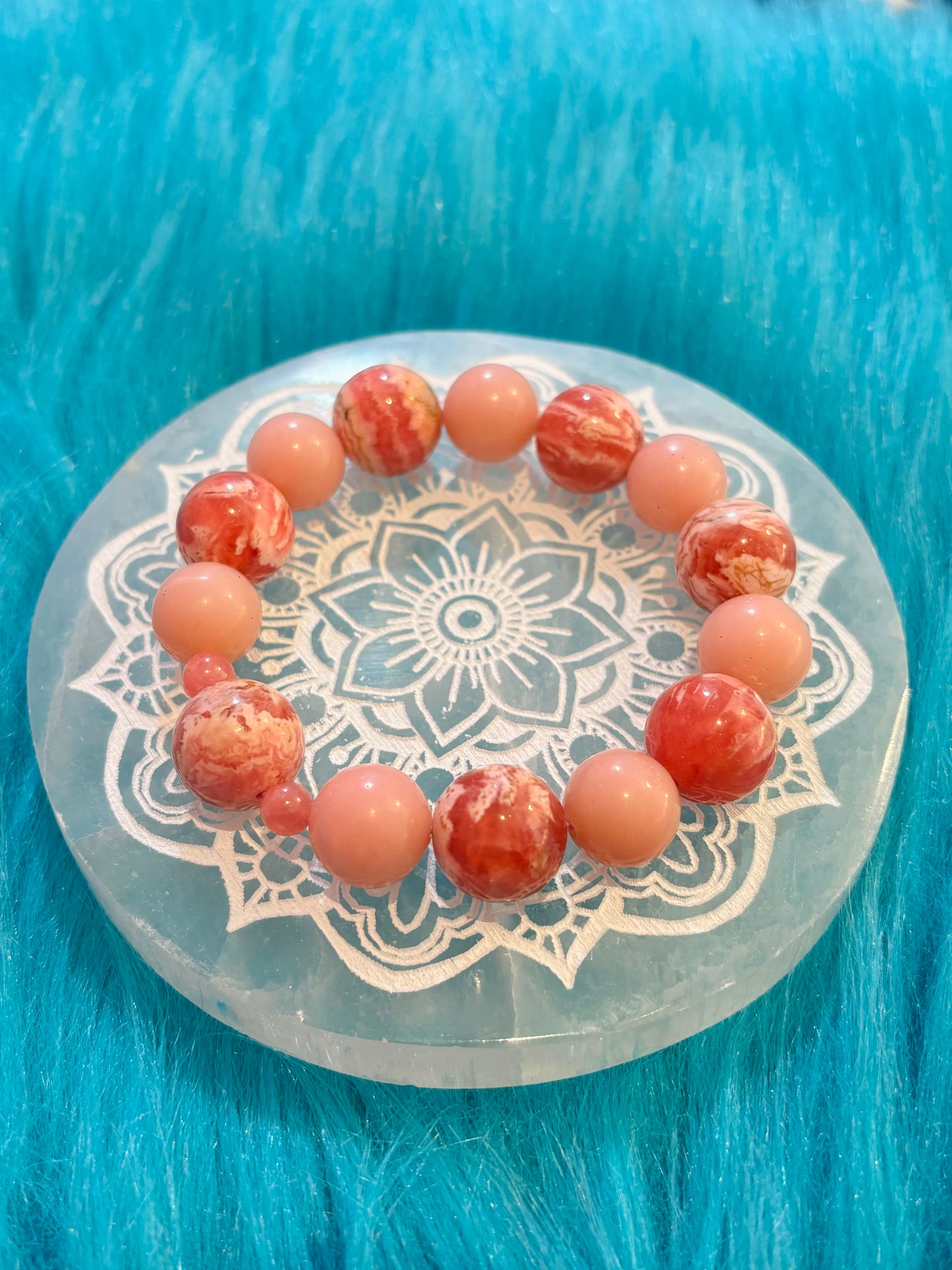 #Rhodochrosite pink opal bracelet(激レア極上粒)