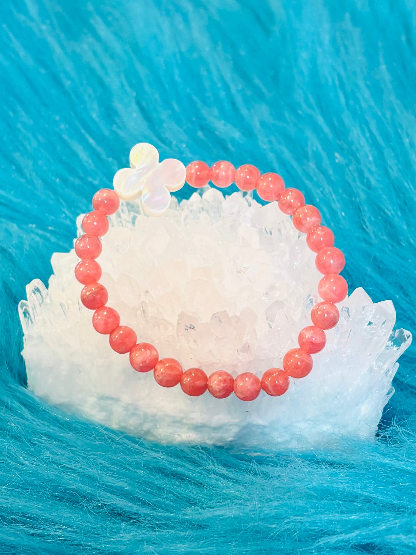 *Rhodochrosite,mother of pearl bracelet