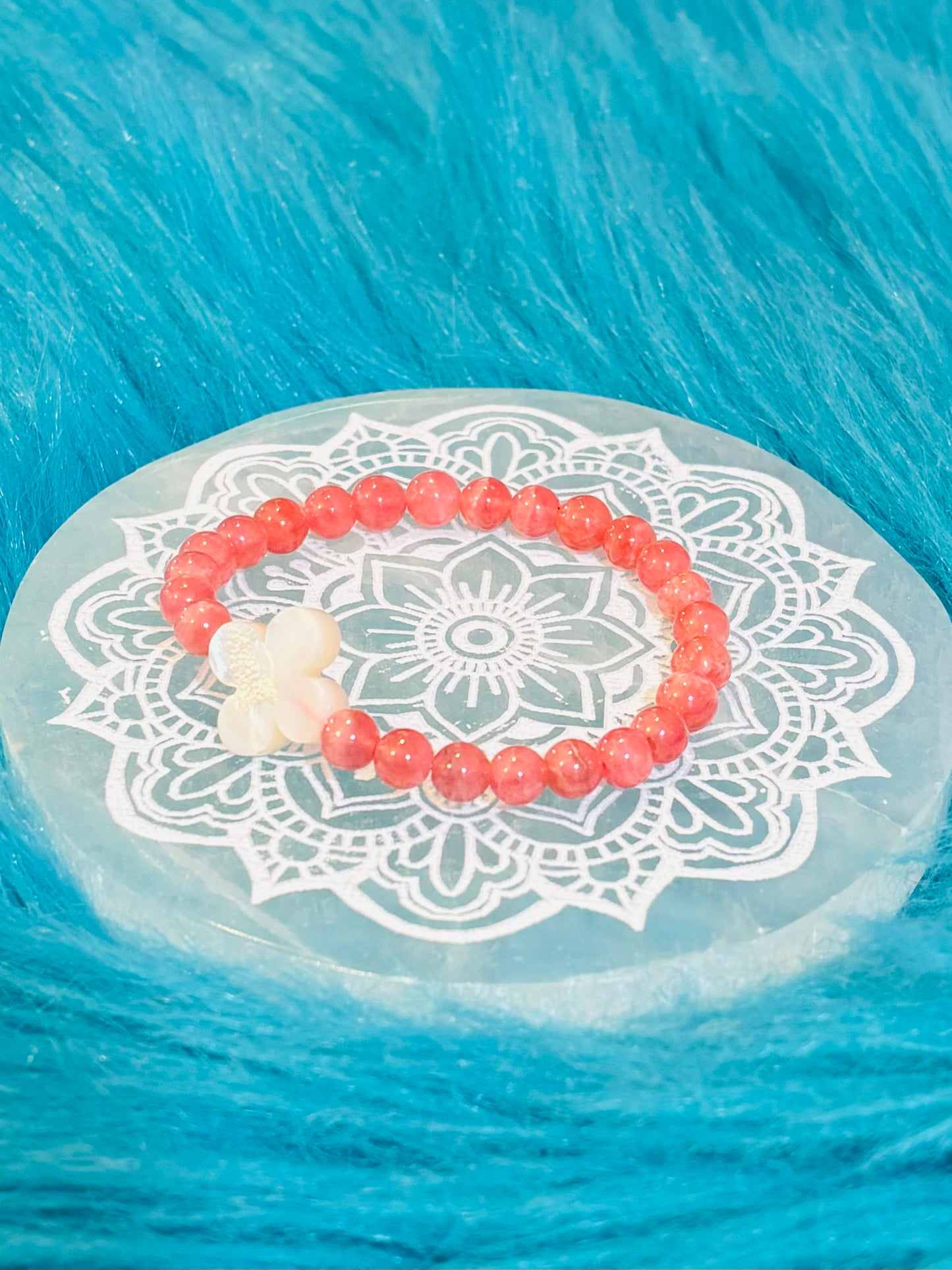 *Rhodochrosite,mother of pearl bracelet