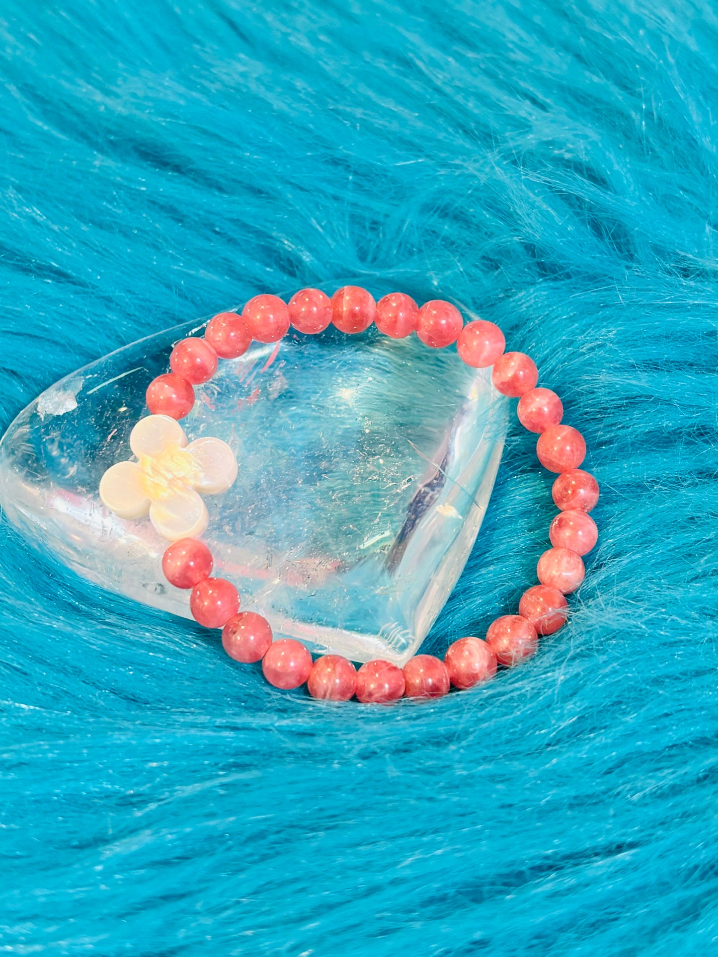 *Rhodochrosite,mother of pearl bracelet