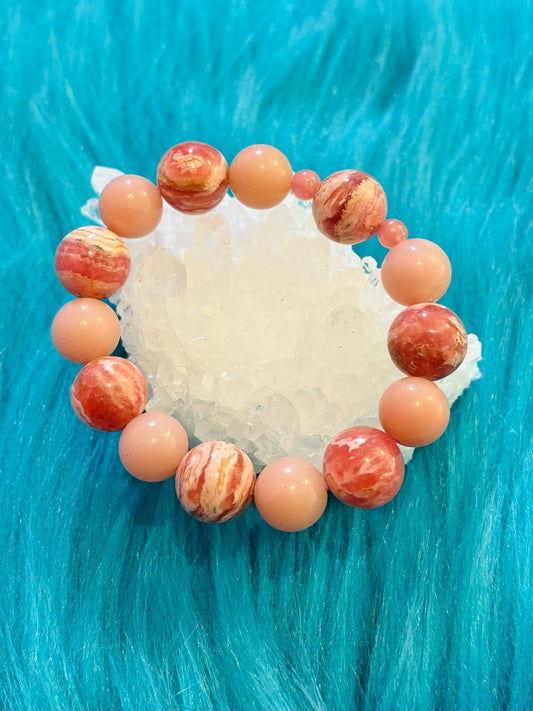 #Rhodochrosite pink opal bracelet(激レア極上粒)