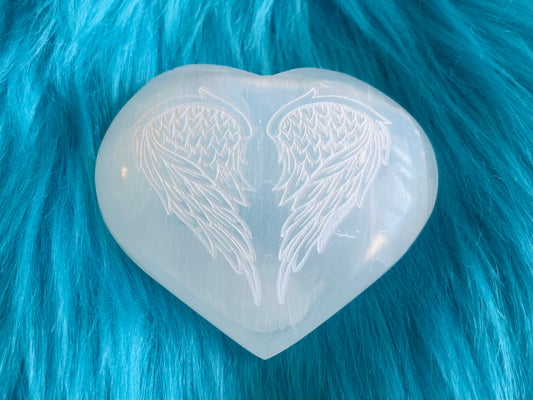 PS Selenite Crystal Heart - Angel Wings (再入荷)